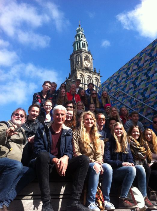 die letzte Austauschgruppe 2015 mit den Kollegen J. Weinholz und R. Winkels vor dem Martinitoren in Groningen